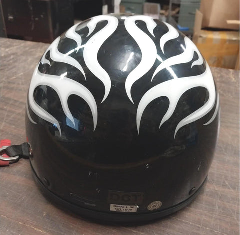 VTG Bieffe Half Motorcycle Helmet Black w/ Flames GR1000 Small DOT Ven –