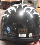 VTG Bieffe Half Motorcycle Helmet Black w/ Flames GR1000 Small DOT Vented