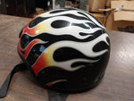 VTG Bieffe Half Motorcycle Helmet Black w/ Flames GR1000 Small DOT Vented