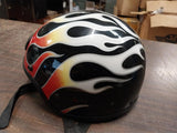 VTG Bieffe Half Motorcycle Helmet Black w/ Flames GR1000 Small DOT Vented