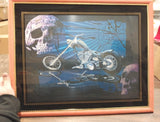 Greg Smith Custom Hardtail Motorcycle Framed Skull Picture Harley Chopper 20x16