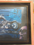 Greg Smith Custom Hardtail Motorcycle Framed Skull Picture Harley Chopper 20x16