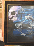 Greg Smith Custom Hardtail Motorcycle Framed Skull Picture Harley Chopper 20x16