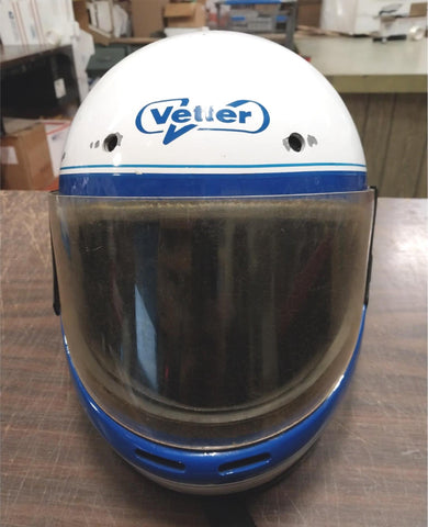 blue and white vintage motorcycle helmets Vetter Rogue Bell Dot Blue White Vintage Motorcycle Helmet Visor Full – cyclewarehouse.online