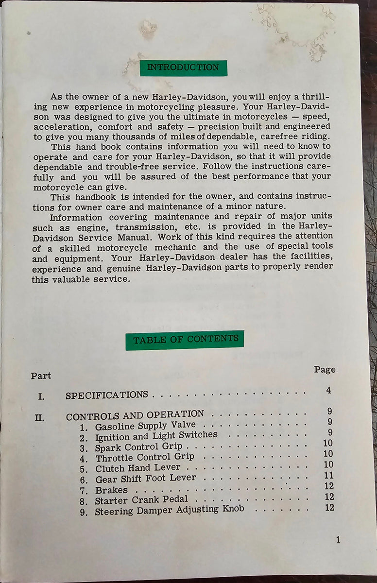VTG 1964 Harley Davidson Ironhead Sportster XL Rider Handbook Owners M ...