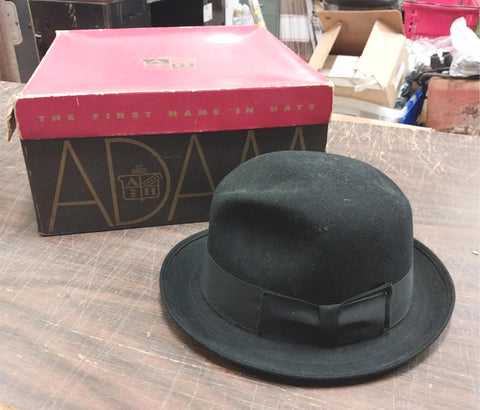 Adan Kelly VTG Wool Hat Black Fifth Avenue New York Fedora w/ Box