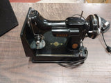 VTG Singer Featherweight 221 Black Sewing Machine Case Black USA Portable!