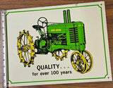 VTG Rare John Deere Tractor 12x16 Advertising Metal Tin Farming Mancave Sign