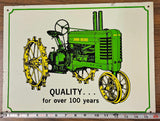 VTG Rare John Deere Tractor 12x16 Advertising Metal Tin Farming Mancave Sign