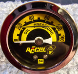 V-Twin Accel Oil Pressure Gauge 0-100LB Black Face Harley Softail Dyna Touring