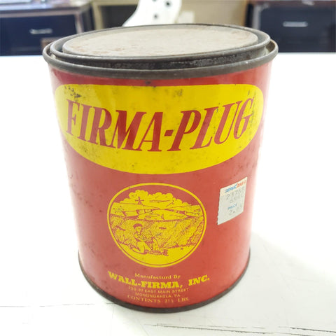 VTG Empty Firma-Plug Red Yellow Tin Can Collectible Wall-Firma INC. Original Tag
