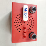 VTG Red White Bl Mobil Oil Premier Poly 9 volt Mini Battery Radio Ori Box 3324F