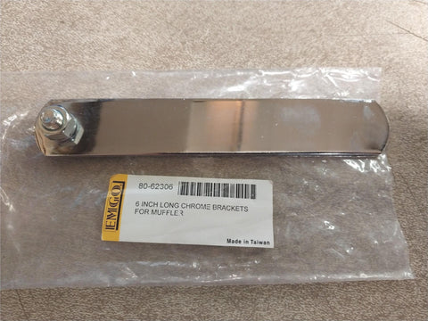 EMGO 80-62306 6" Long Chrome Brackets Exhaust Muffler Harley Boobers ATV Honda