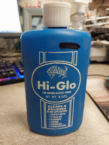 Vtg Broncco Hi-Glo Plastic Polish Aluminum Chrome SS Oil Can 1970's motorcycle