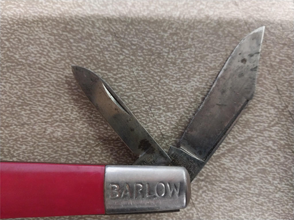 Vintage Imperial Barlow 2 Blade Pocket Knife Red Tool Hunting