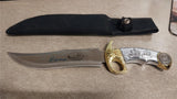 Vintage Large Fixed Blade Life Knife China Silver Gold Ships Cutlass Case