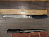 Vintage Cattaraugus Vanadium Knife Sharpener Bone? Handles Leather Holster