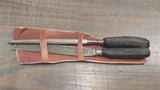 Vintage Cattaraugus Vanadium Knife Sharpener Bone? Handles Leather Holster