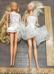 1960s Mattel Dressed Up Blonde Hair Blue Eyes Barbie White Glitter Dresses Tan