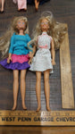 1980s Hasbro Sister Barbies Pink Flower Dress Blue Ruffle Blonde Hair Blue Eyes