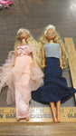 1960s Mattel Dining Blonde Hair Blue Eye Dinner Barbie Navy Blue Dress Pink Silk