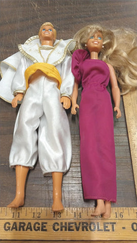 1980's Mattel Date Night Purple Dressed Barbie Aladdin Outfit Ken Blonde Blue
