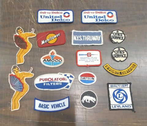 Vtg Embordered Patches Mix Match Lot 16 Ladies Amoco Cities Service Untied Delco
