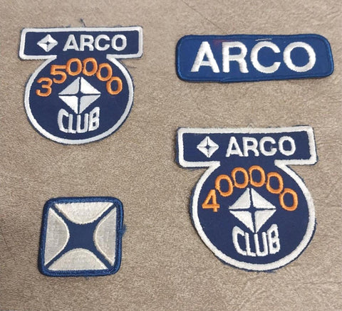 Vtg Arco Club Set of 4 Gasoline Station Patches Embroidered 400000 350000