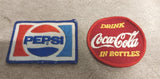 Vtg Pepsi Coca Cola Drink in Bottles Patches Pair Soda Pop Beverage Embroidered