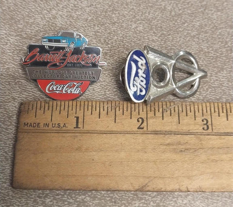 Ford & Barrett Jackson Coca Cola Collection Car Auction Pins Est. 1971 Logos
