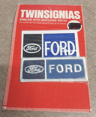 Ford  Twinsignias Emblem w/ Matching Decal Embroidered Patch Self Stick Decal