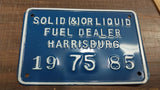Vtg Solid Liquid Fuel Dealer Harrisburg Blue Tin Plates Tags Oil 1985