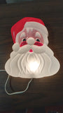 Vtg Retro Double Sided Santa Face Blow Mold Light Up Christmas Decor Window Wall