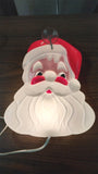 Vtg Retro Double Sided Santa Face Blow Mold Light Up Christmas Decor Window Wall