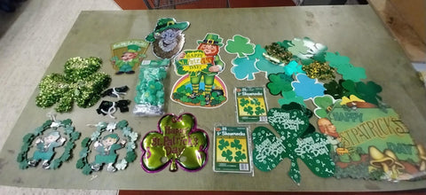 St.Patricks Day Huge Lot of Hanging Decorations Shamrock Green Leprechaun Holida
