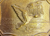 VTG Rare 1970s Flying Geese Ducks Solid Brass Hunting Wildlife Belt Buckle