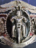 VTG 1987 Bergamot Live to Ride Motorcycle Harley Chopper Shovelhead Belt Buckle