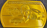 VTG 1982 Consol Coal Company Gold 3D Belt Buckle Jenkin Jones Mine Safety Award
