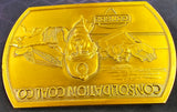 VTG 1982 Consol Coal Company Gold 3D Belt Buckle Jenkin Jones Mine Safety Award