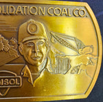 VTG 1982 Consol Coal Company Gold 3D Belt Buckle Jenkin Jones Mine Safety Award