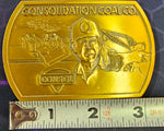 VTG 1982 Consol Coal Company Gold 3D Belt Buckle Jenkin Jones Mine Safety Award