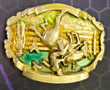 VTG 1981 Bergamot Brass Works Saddle Bronc Rodeo Ranch Cowboy Belt Buckle