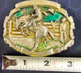 VTG 1981 Bergamot Brass Works Saddle Bronc Rodeo Ranch Cowboy Belt Buckle