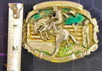 VTG 1981 Bergamot Brass Works Saddle Bronc Rodeo Ranch Cowboy Belt Buckle