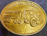 VTG "Keep on Trucking" Tanker Trucking Semi Truck Driver Brass Oval Belt Buckle