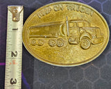 VTG "Keep on Trucking" Tanker Trucking Semi Truck Driver Brass Oval Belt Buckle