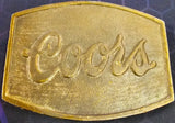 VTG 1970s Coors Brewing Script Logo Brass Tone Beer Advertising Belt Buckle