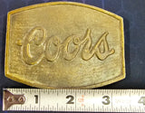 VTG 1970s Coors Brewing Script Logo Brass Tone Beer Advertising Belt Buckle