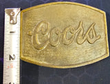 VTG 1970s Coors Brewing Script Logo Brass Tone Beer Advertising Belt Buckle