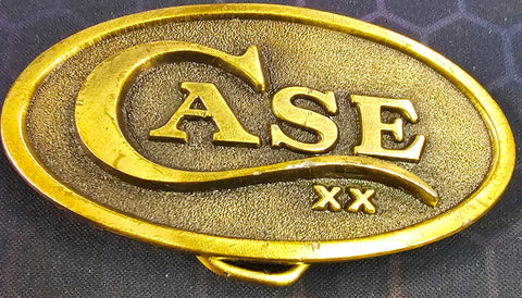 Embossed Oval Zinc Alloy Brass CASE XX Logo Belt Buckle W.R. Case and Sons